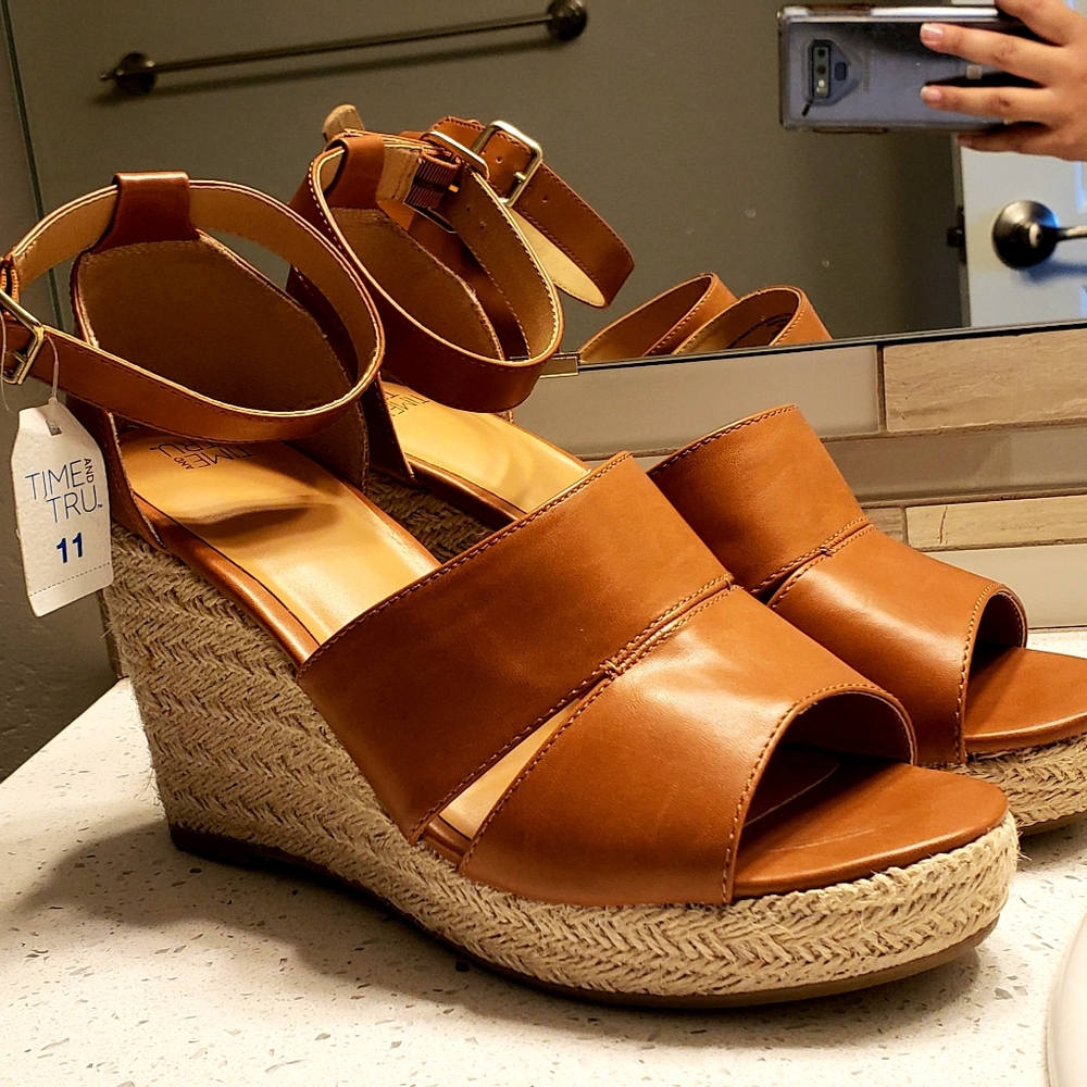 Espadrilles sandals wedge ankle heels